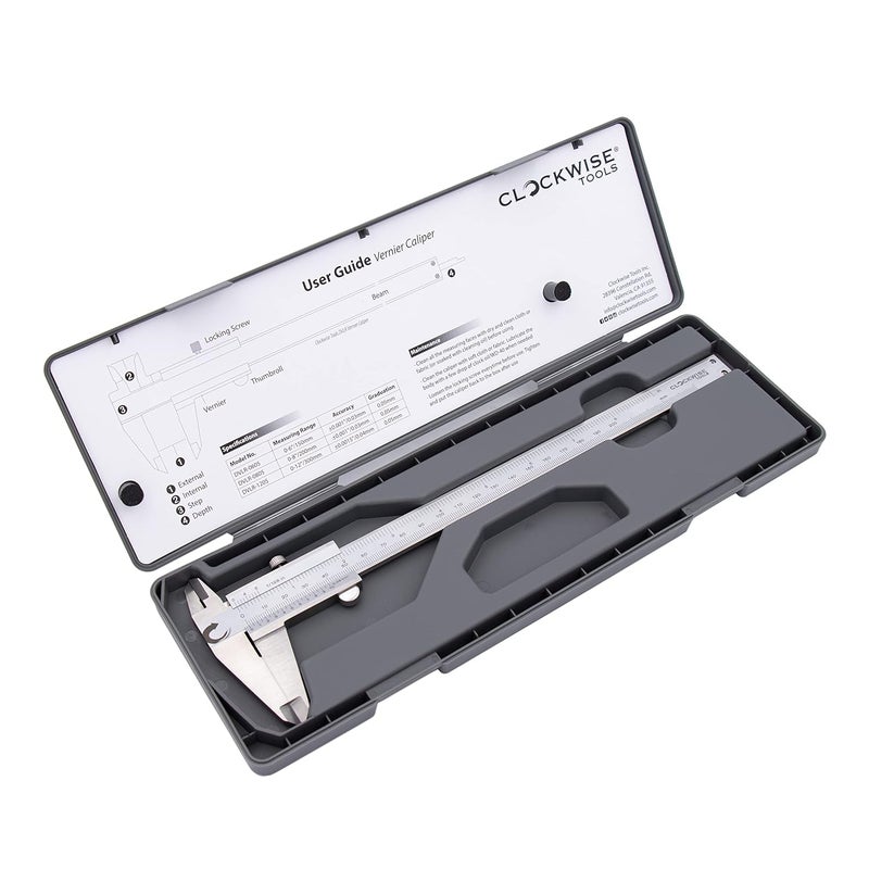 Clockwise Tools Vernier Caliper, DVLR-0805 0-8 Inch/200 mm, Inch (Fraction)/Metric, Stainless Steel - Image 5